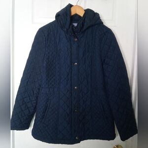 Laura Scott Navy Quilted Puffer Coat